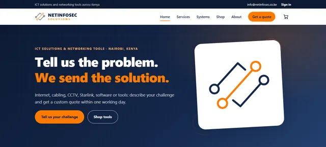 The Netinfosec Solutions homepage at netinfosec.co.ke