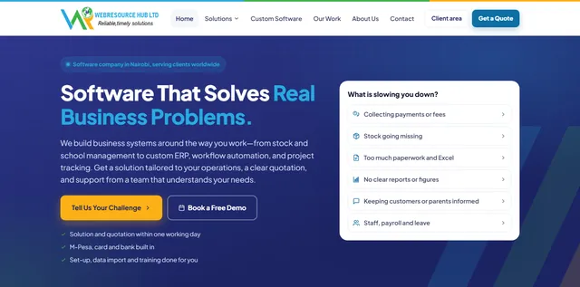 The Webresource Hub homepage at webresourcehub.com
